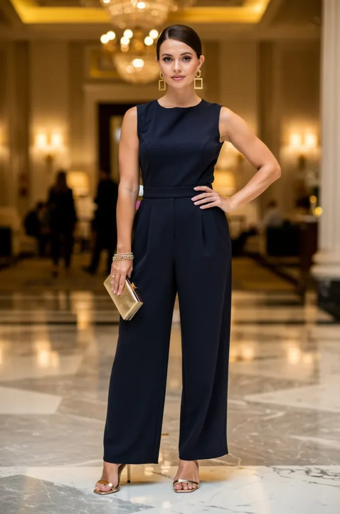 Fitted jumpsuit + heels + statement earrings. 
