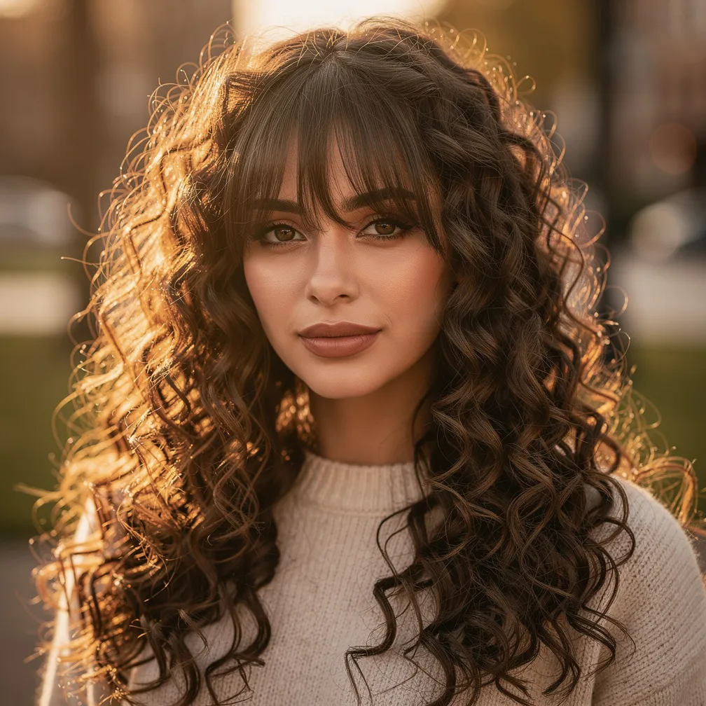 Curly Shag with Curtain Bangs