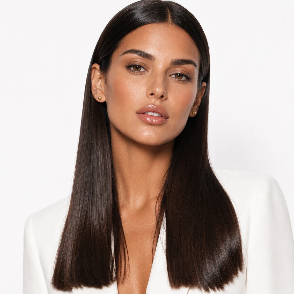 The Sleek Middle Part with Glass Hair